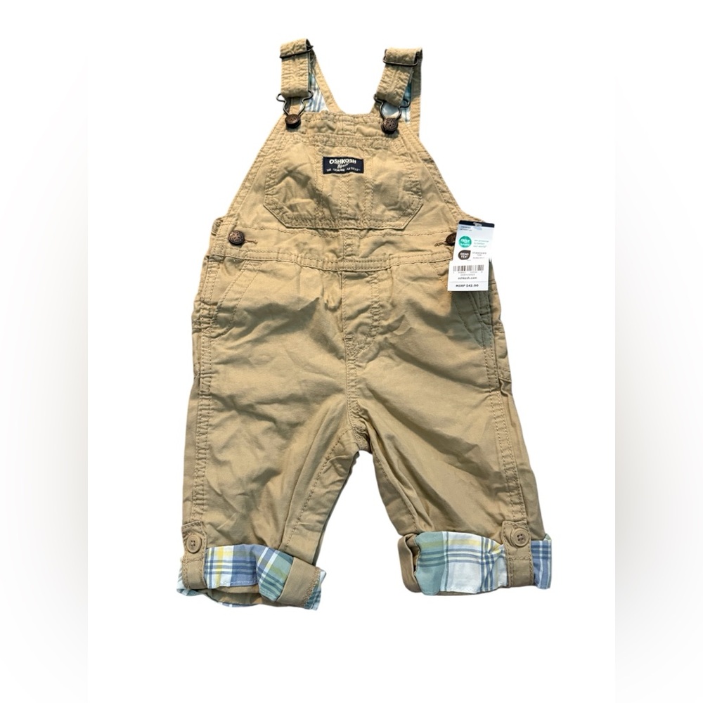 OshKosh B'gosh Tan Overalls with Roll-Up Cuffs